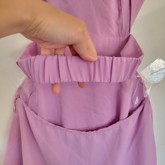 Halston Heritage Pink Halter Neck High Low Cut Out Back Midi Dress Size 2 - Picture 5 of 14